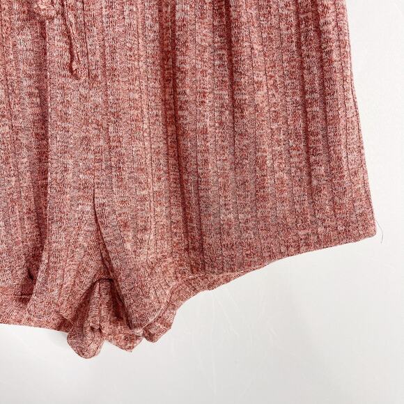 Boutique Small S Ribbed Lounge Shorts Heathered Pink Red Drawstring Waist Cozy - Picture 4 of 6